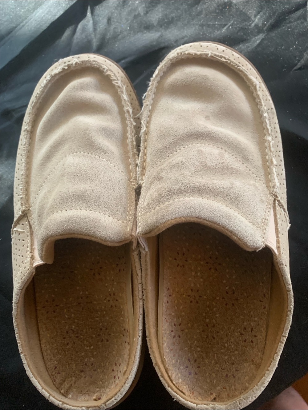 Woman’s Slip-On Suede Casual Mules in Beige Size 8 WIDE